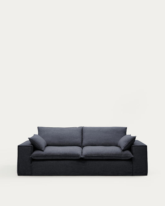 Sofà desenfundable Anarela 3 places de lli i viscosa gris fosc 280 cm FSC Mix Credit