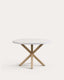 Table ronde Argo en mélaminé finition blanche et pieds en acier effet bois Ø 120 cm