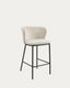 Tamboret Ciselia de borreguet blanc i potes d'acer negre altura 65 cm FSC Mix Credit