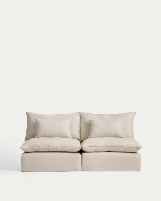 Sofà modular desenfundable Anarela 3 places de lli i viscosa beix 220 cm FSC Mix Credit