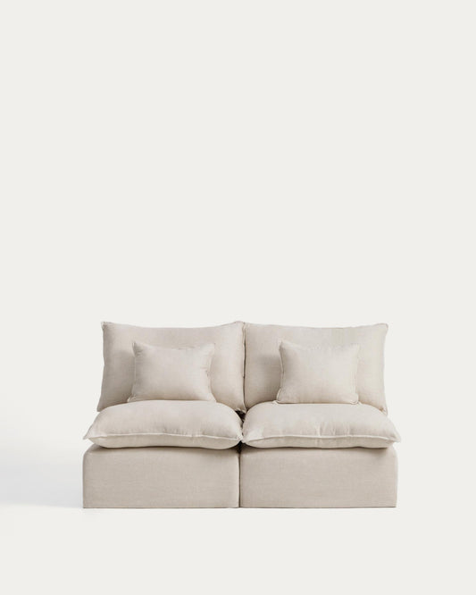 Sofà modular desenfundable Anarela 2 places de lli i viscosa beix 180 cm FSC Mix Credit