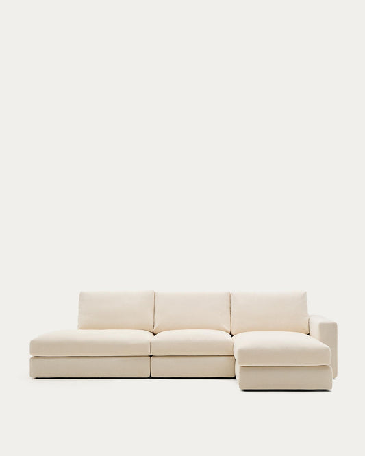 Sofà modular desenfundable Alea 5 places xenilla chaise longue dret cru 340 cm