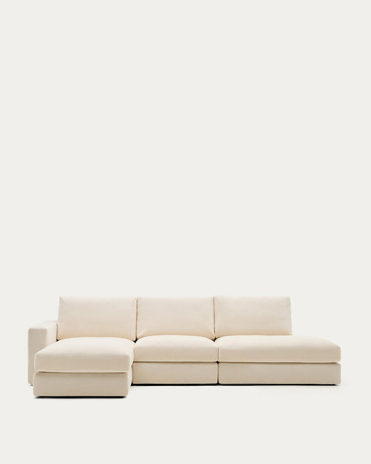 Sofà modular desenfundable Alea 5 places xenilla chaise longue esquerre cru 340 cm