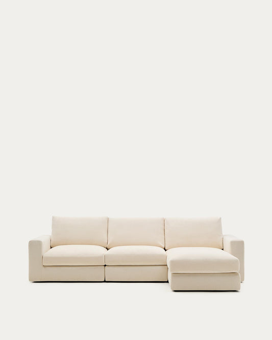 Sofà modular desenfundable Alea 4 places xenilla chaise longue dret cru 310 cm
