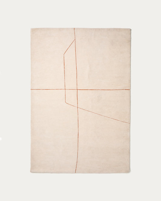 Alfombra Delide de fibras sintéticas crudo con detalle gráfico naranja 160 x 230 cm