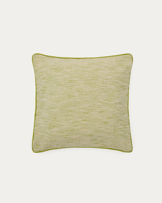 Funda de coixí Brisella de jacquard amb viu en contrast verd 45x45 cm