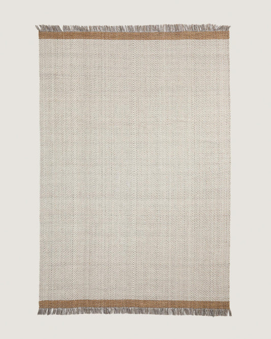 Alfombra Brina de lana jacquard espiga beige 300 x 200 cm