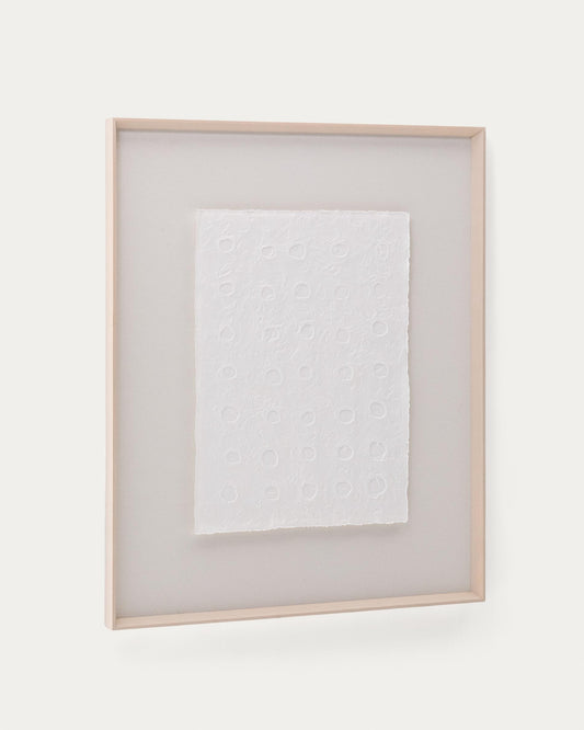 Cuadro abstracto Olvin de papel reciclado blanco con relieves hechos a mano 104 x 124 cm