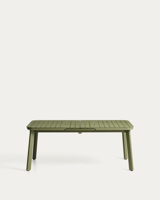 Taula extensible d’exterior Izola d’alumini amb acabat verd 185 (235) x 100 cm