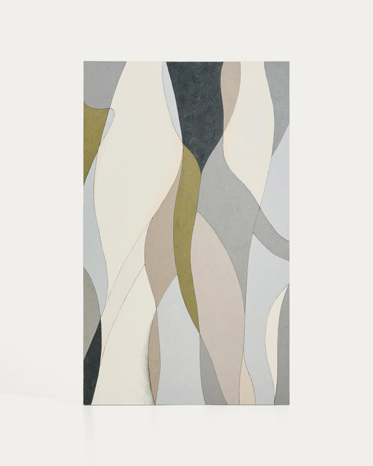Lienzo abstracto Marvilo gris y mostaza 120 x 200 cm