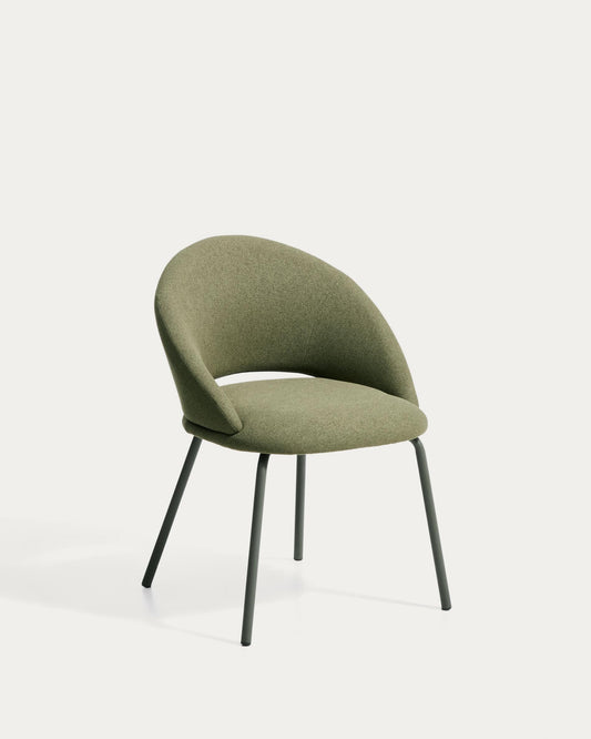 Silla Bonali de chenilla verde y patas de metal verde FSC Mix Credit