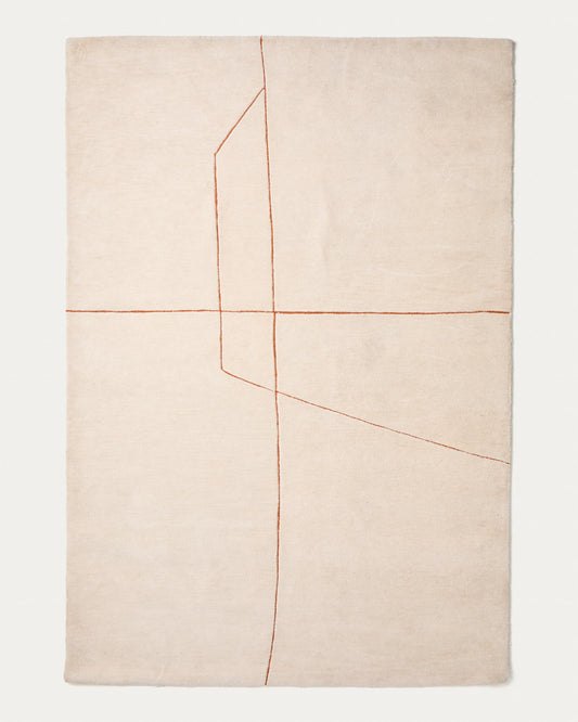 Catifa Delide de fibres sintètiques cru amb detall gràfic taronja 200 x 300 cm