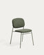 Chaise empilable Meli en chenille verte et pieds en métal vert FSC Mix Credit