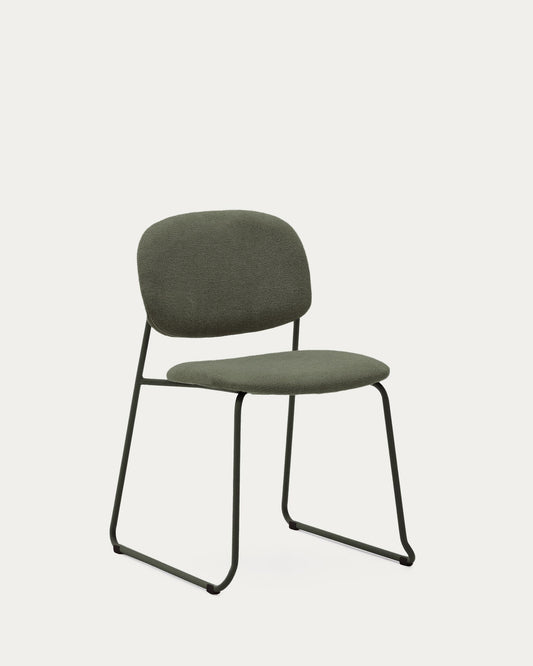 Silla apilable Meli de chenilla verde y patas de metal verde FSC Mix Credit