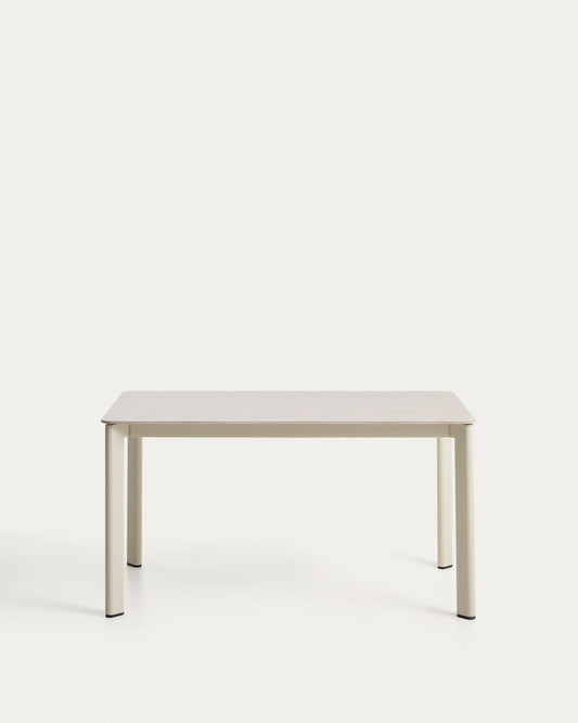 Taula Anafi de pedra sinteritzada i alumini cru 140 x 80 cm