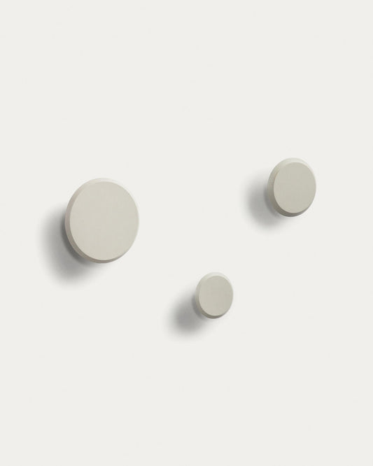 Conjunt Nadua de 3 penjadors de fusta massissa de faig amb acabat beix