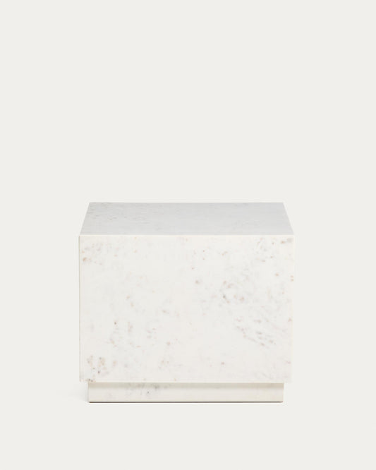 Mesa auxiliar Sorein de mármol blanco 50 x 50 cm