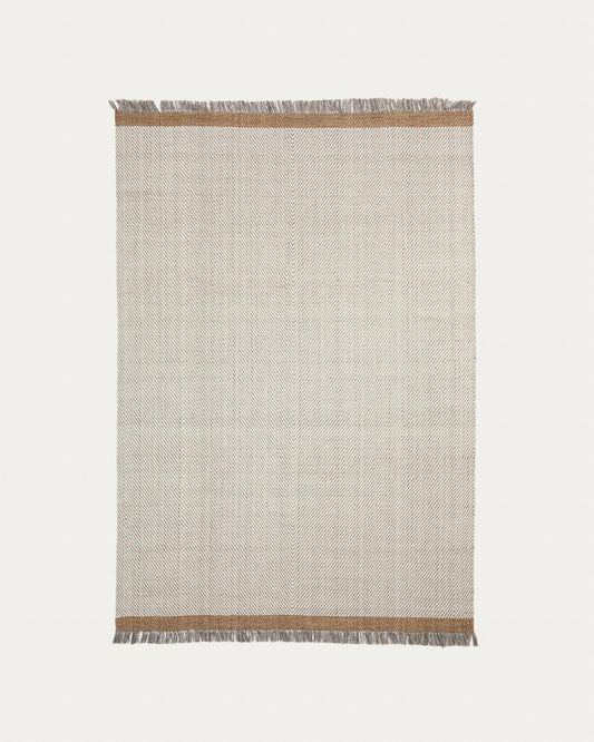 Alfombra Brina de lana jacquard espiga beige 230 x 160 cm