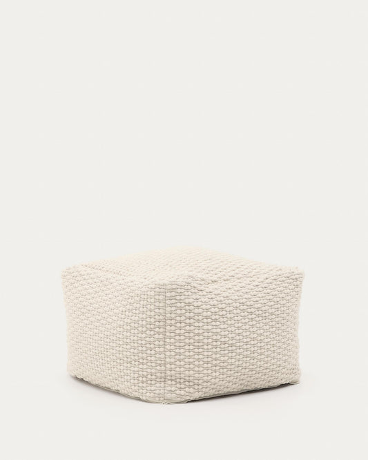 Pouf Mascarell en coton et polyester blanc 60 x 60 cm