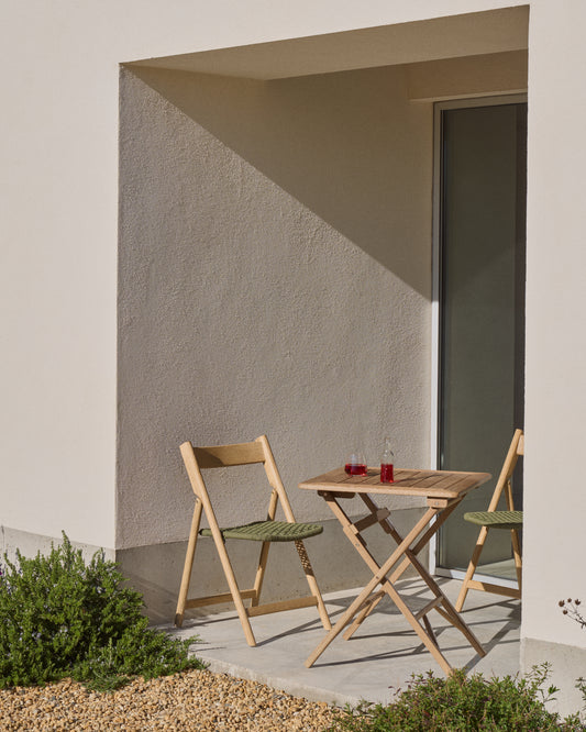 Taula plegable Dandara de fusta massissa d'acàcia FSC 100% 66x66 cm
