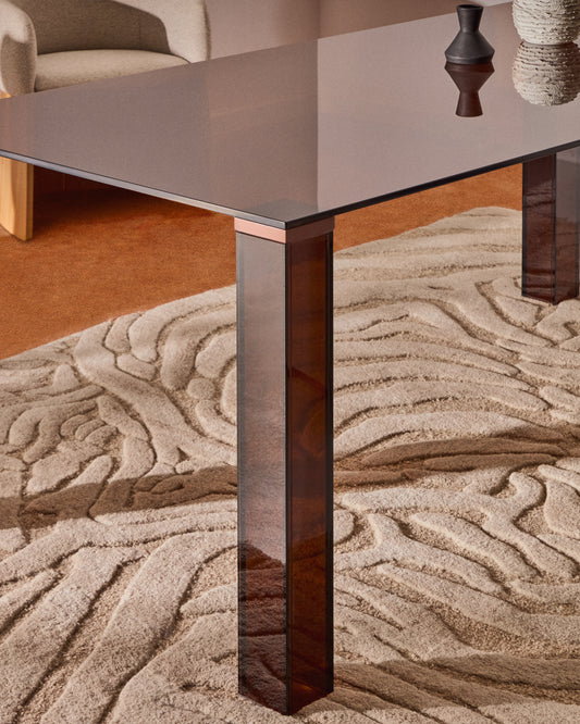 Taula Adularia de vidre trempat marró 160x90 cm