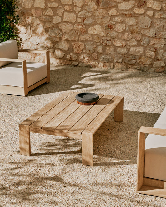 Taula de centre Ambra de fusta massissa d'acàcia amb acabat clar 82,5 x 140 cm FSC 100%