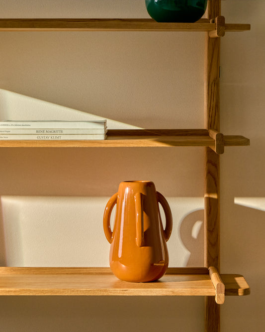 Vase Odra en céramique marron avec finition brillante 25,5 cm 