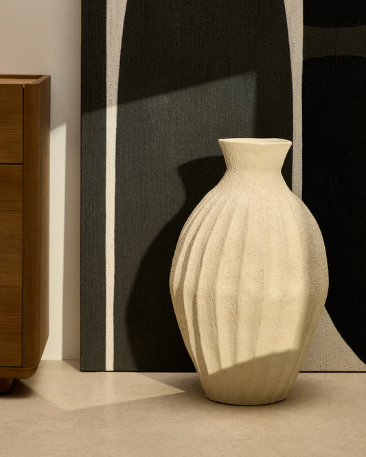 Jarrón Arquena de papel maché beige 67 cm