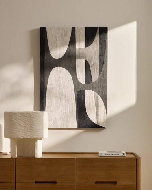Quadre abstracte Onure blanc i negre 60 x 90 cm