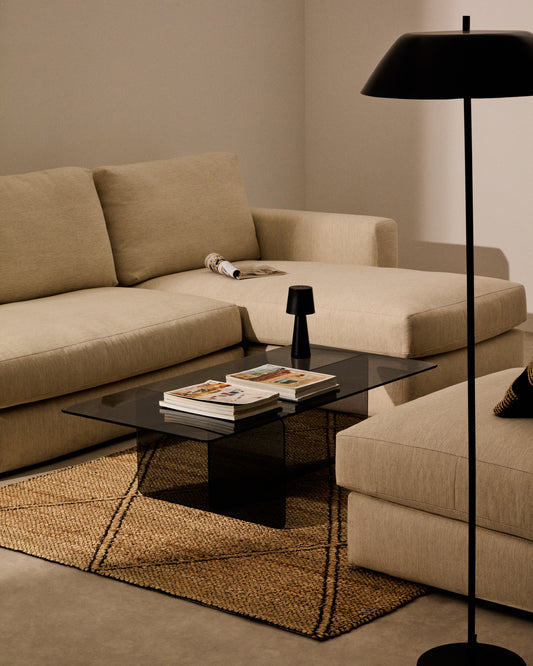 Taula de centre Zaren de vidre temperat gris 120 x 60 cm