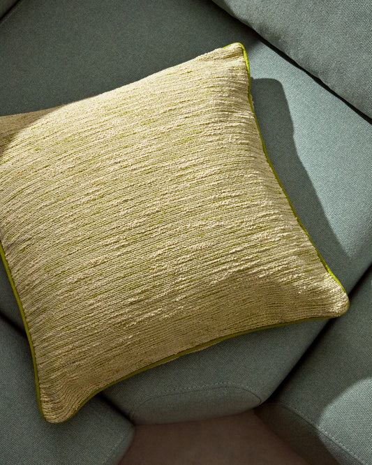 Funda de coixí Brisella de jacquard amb viu en contrast verd 45x45 cm