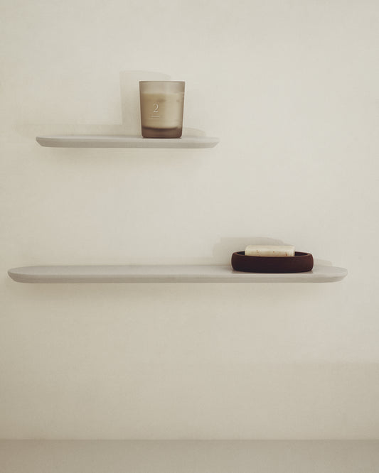 Set Arely de 2 prestatges de MDF amb acabat lacat beix 35 cm / 55 cm