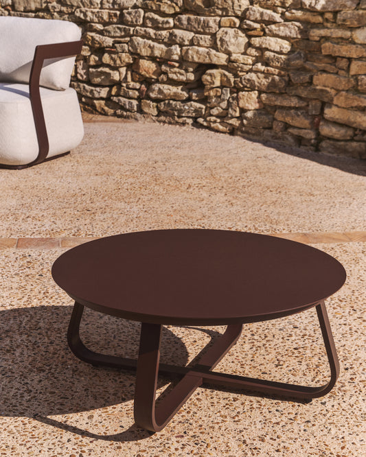 Taula de centre d’exterior Tamaris d’alumini marró Ø80 cm