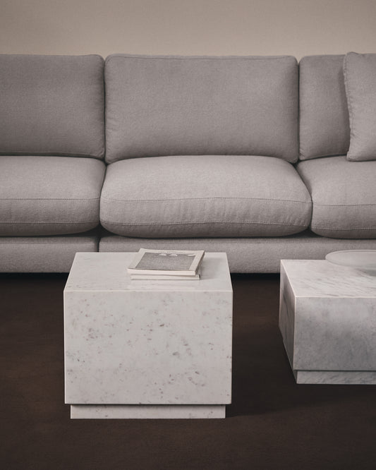 Mesa auxiliar Sorein de mármol blanco 40 x 40 cm