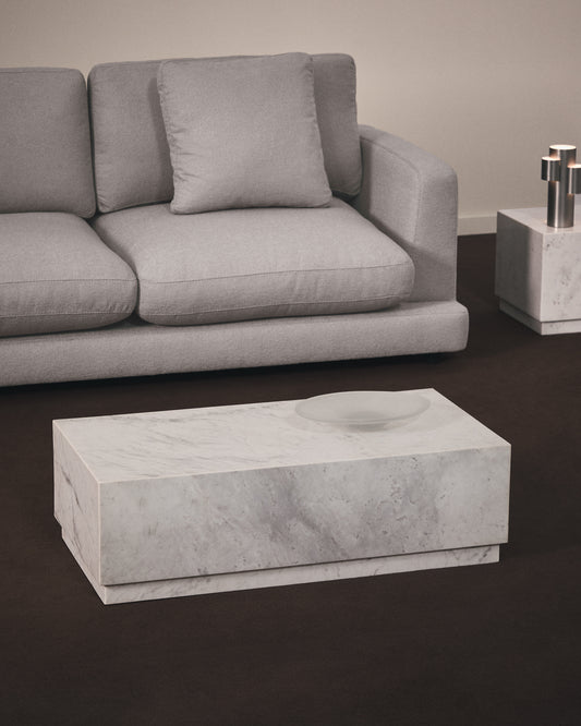 Taula de centre Sorein de marbre blanc 100 x 50 cm