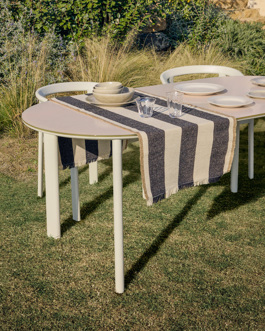 Camino de mesa Daltan de algodón y yute rayas negro 50 x 150 cm