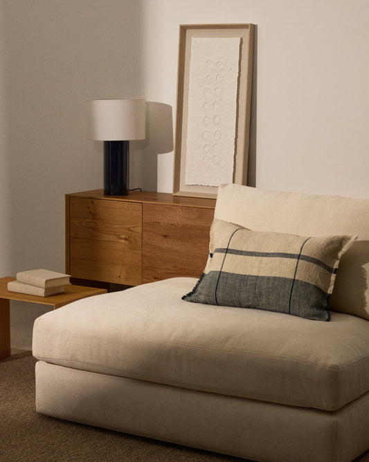 Tableau abstrait Olvin en papier recyclé blanc avec reliefs faits à la main 44 x 94 cm