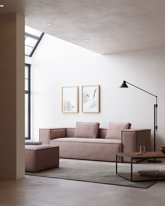 Sofà Blok 3 places pana gruixuda gris 240 cm
