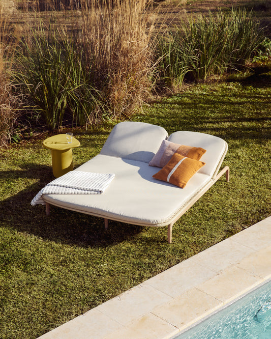 Bain de soleil double Alipa en bois d’acacia et corde écrue FSC 100 %