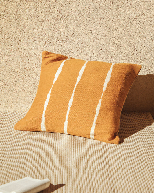Funda de coixí de terra Daila amb gràfic Ikat 100% PET taronja 70 x 70 cm