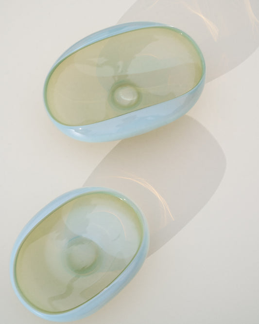 Centre de taula Nodila de vidre blanc 23 x 16,5 cm