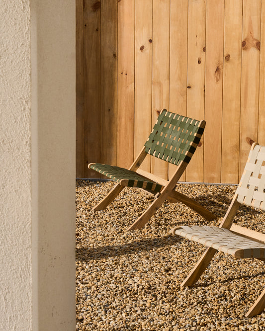 Butaca plegable Chabeli fusta massissa d'acàcia i corda verda FSC 100%