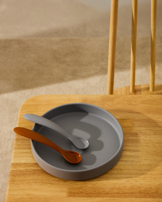 Set Lili de 2 culleres de silicona taronja i blau