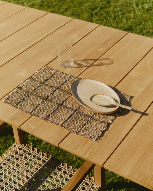 Set Uya de 2 individuales de fibras naturales con acabado natural y negro 33,5 x 49 cm