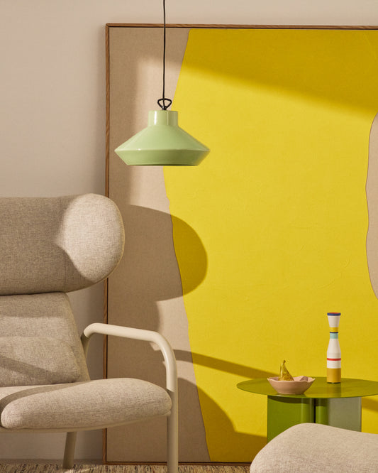 Lámpara de techo Portol de cerámica verde