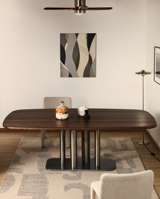 Lienzo abstracto Marvilo gris y mostaza 80 x 100 cm