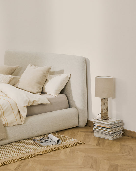 Funda per a llit Martina de xenilla cru per a matalàs de 160x200 cm