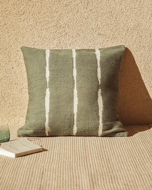 Funda de coixí de terra Daila amb gràfic ikat 100% PET verd 70 x 70 cm