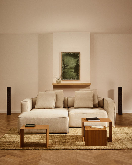 Sofà llit Marela 3 places amb chaise longue esquerra xenilla beix 236 cm FSC Mix Credit