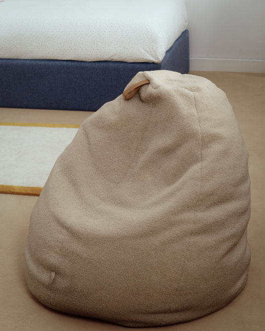 Pouf Vicka en tissu bouclette beige Ø 70 cm